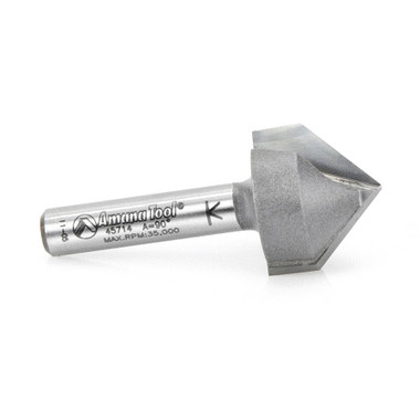 Amana Tool 45714 Carbide Tipped V Groove 90 Deg x 3/4 D x 3/8 CH x 1/4 Inch SHK Router Bit