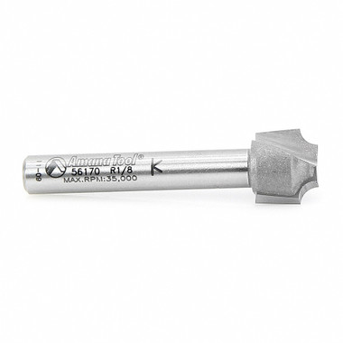 Amana Tool 56170 Carbide Tipped Plunge Beading 1/8 R x 1/2 D x 3/8 CH x 1/4 Inch SHK Router Bit