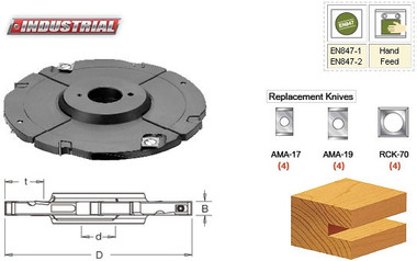 Cabezal ranurador ajustable con incisores 8-24mm Kerf