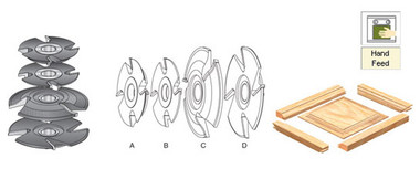 Carbide Tipped Combination Set for Panel Raising and Profile/Counter Profiling