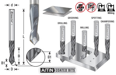 Hochleistungs-CNC-Vollhartmetall-90-Grad-V-Spiralbohrer / Router-Bits / Schaftfräser mit AlTiN-Beschichtung für Stahl & Edelstahl