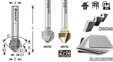 Double Edge Folding ‘V’ & Rectangular Groove Router Bits for Shaping Aluminum Composite Material (ACM) Panels