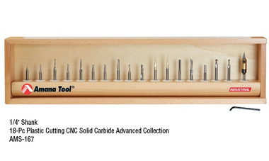 18-Pc Plastic Cutting CNC Solid Carbide Advanced Collection, 1/4 Inch Shank