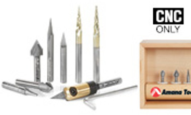 8-Pc V Carving CNC Router Bit Collection, 1/4 Inch Shank