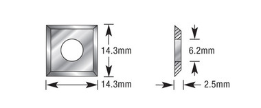 Cuchilla de metal duro 14,3 x 14,3 x 2,5 mm 4 filos RCK-73