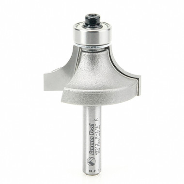 Amana Tool 49512 Carbide Tipped Corner Rounding 3/8 R x 1-1/4 D x 5/8 CH x 1/4 Inch SHK w/ Lower Ball Bearing Router Bit