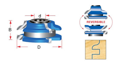 Umkehrbarer Stilett- und Schienenfräser für 1-Zoll-Material - Ogee