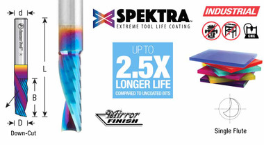 CNC Solid Carbide Spektra Extreme Tool Life Coated Spiral O Flute, Plastic Cutting Down-Cut Router Bits