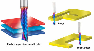 CNC Carburo Sólido Spektra Herramienta de Extrema Vida Recubierta Espiral O Flauta, Corte de Plástico Down-Cut Router Bits