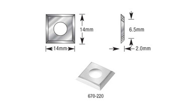 Vollhartmetall-Einsatzmesser 14 x 14 x 2mm - 4 Schneidkanten - Economy