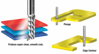 Fresas de fresar de metal duro CNC de corte en espiral con flauta en O, para corte de plástico, de corte descendente