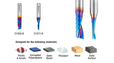 2-Pc CNC Carburo Sólido Spektra Herramienta Extrema Vida Recubierto Espiral O Flauta, Corte de Plástico Router Bit Pack, 1/4 Inch Shank