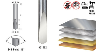 Vollhartmetall CNC 118 Grad Spatenbohrer / Router Bits für Stahl, Edelstahl & Nichteisen-Materialien