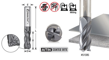 Fraises en carbure monobloc à hélices variables CNC à fond carré avec revêtement AlTiN pour l'acier inoxydable, l'acier, le titane, la fonte et le cermet