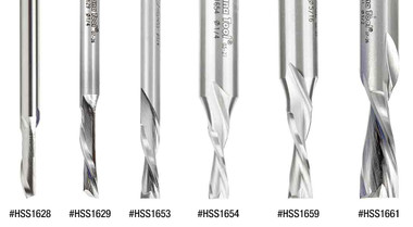 Mèches de défonceuse à coupe hélicoïdale en HSS pour l'aluminium, à une ou deux goujures, à coupe descendante