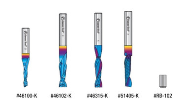 Colección de 18 brocas CNC de carburo sólido Spektra con recubrimiento de extrema duración, espiral de compresión, corte de plástico, espiral en forma de O y espiral para rebajar