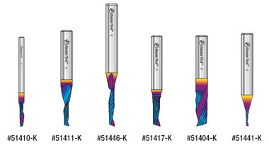 Colección de 18 brocas CNC de carburo sólido Spektra con recubrimiento de extrema duración, espiral de compresión, corte de plástico, espiral en forma de O y espiral para rebajar