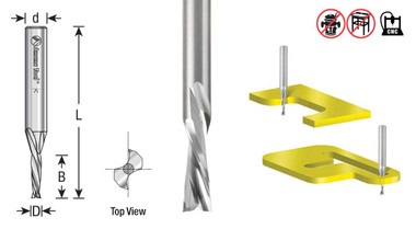 Vollhartmetall-CNC-Spirale mit doppelter O-Nut, kunststoffschneidende Down-Cut-Router-Bits