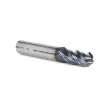 Amana Tool 51802 Haute performance CNC Carbure Solide Spirale Spirale Spirale avec revêtement AlTiN pour acier, acier inoxydable et composites 3/16 R x 3/8 Dia x 7/8 Cut Height x 3/8 Shank x 2-1/2 Inches Long Up-Cut 4-Flute End Mill/Router Bit