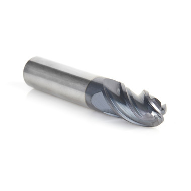 Amana Tool 51804 High Performance CNC Solid Carbide Variable Helix Spiral Ball Nose with AlTiN Coating for Steel, Stainless Steel & Composites 1/4 R x 1/2 Dia x 1 Cut Height x 1/2 Shank x 3 Inches Long Up-Cut 4-Flute End Mill/Router Bit