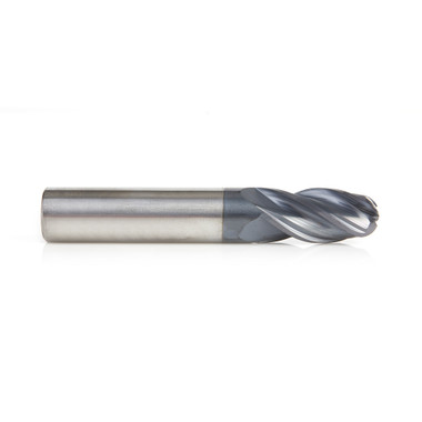 Amana Tool 51804 High Performance CNC Solid Carbide Variable Helix Spiral Ball Nose with AlTiN Coating for Steel, Stainless Steel & Composites 1/4 R x 1/2 Dia x 1 Cut Height x 1/2 Shank x 3 Inches Long Up-Cut 4-Flute End Mill/Router Bit