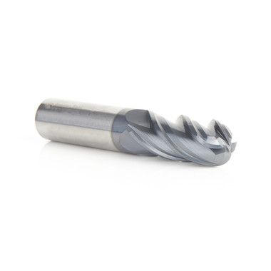 Amana Tool 51806 High Performance CNC Solid Carbide Variable Helix Spiral Ball Nose with AlTiN Coating for Steel, Stainless Steel & Composites 1/4 R x 1/2 Dia x 1-1/4 Cut Height x 1/2 Shank x 3 Inches Long Up-Cut 4-Flute End Mill/Router Bit