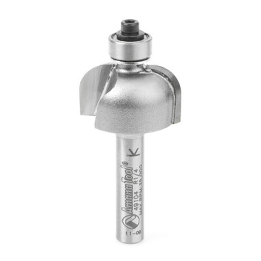 Amana Tool 49104 Hartmetall bestückt Cove 1/4 R x 7/8 D x 9/16 CH x 1/4 Zoll SHK w/ Lower Ball Bearing Router Bit