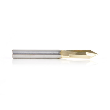 Amana Tool 45615 Zero-Point Solid Carbide V Groove 60 Deg x 1/4 D x 3/4 CH x 1/4 Inch SHK ZrN Coated Router Bit