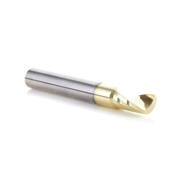 Amana Tool 51810-Z CNC SC Spiral O Single Flute, Aluminum Cutting 1/4 D x 1/2 CH x 1/4 SHK x 2 Inch Long Up-Cut ZrN Coated Router Bit with Mirror Finish