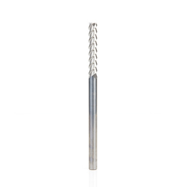 Amana Tool 51821 Fresa CNC de metal duro para corte de aluminio y acrílico con hélice de 55 grados, 3 mm de diámetro x 15 mm de altura de corte x 6 mm de mango en pulgadas x 3 canales