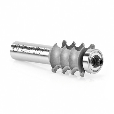 Amana Tool 54213 Carbide Tipped Triple Bead 1/8 R x 7/8 D x 1 Inch CH x 1/2 SHK w/ Lower Ball Bearing Router Bit