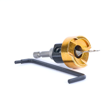 Amana Tool 55156 Carbide Tipped 82 Degree Countersink with Tapered Drill and Adjustable Depth Stop with No-Thrust BB, 3/8 D x 5/64 Drill D x 1/4 Inch Quick Release Hex SHK