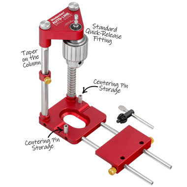 Woodpeckers Auto-Line Drill Guide Flip Stop Kit - Includes 2 Flip Stops, 2 Extension Rods, and Wrench