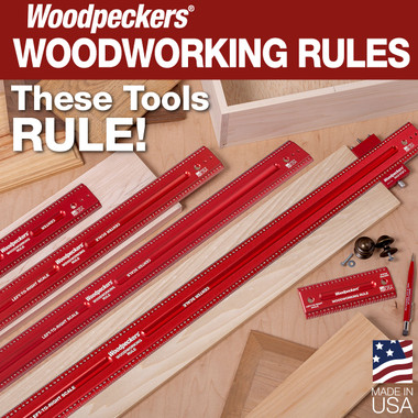 Woodpeckers WWR12 Woodworking Rule - 12 Inch with Left-to-Right and Center Scales