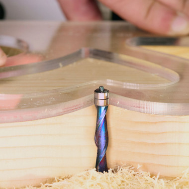 Amana Tool 46297-K SC Spektra Extreme Tool Life Coated UltraTrim Spiral 1/4 D x 1 CH x 1/4 SHK x 3 Inch Long w/ Double BB Down-Cut Router Bit