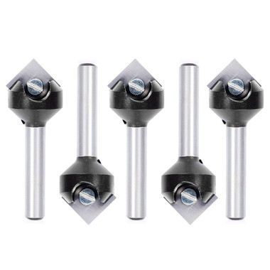 Amana Tool RC-45711-5, 5-Pack In-Tech Einsatz Hartmetall V-Nut 90 Grad x 11/16 D x 21/64 CH x 1/4 Zoll SHK Single Flute Router Bits
