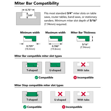 Microjig ZP750-B2S2 ZEROPLAY Miter Bar 2-Pack