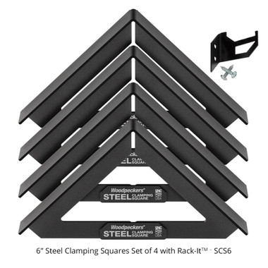 Woodpeckers SCSSET Steel Clamping Square - Set Includes (4 each) 3 Inch, 6 Inch, 9 Inch + Rack-It