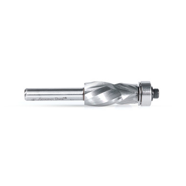 Amana Tool 57173 Solid Carbide (Brazed to Steel Shank) Flush Trim Compression 1/2 D x 1 CH x 1/4 Inch SHK w/ Upper Ball Bearing Router Bit