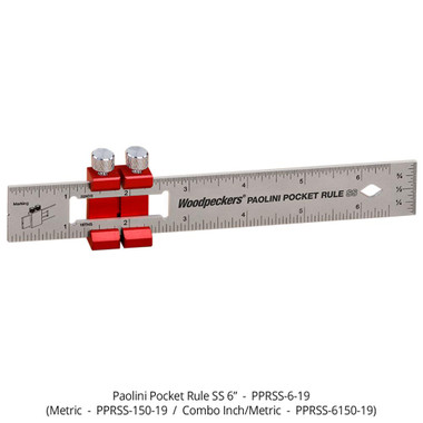Woodpeckers PPRSS-12-19 Paolini Pocket Rule - 12 Inch Stainless Steel