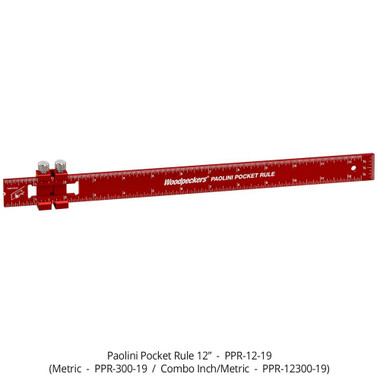 Woodpeckers PPR-300-19 Paolini Pocket Rule - 300 mm Aluminum