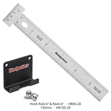 Woodpeckers HRSETMM-20 150 mm, 300 mm, 600 mm Hook Rules with Rack-Its