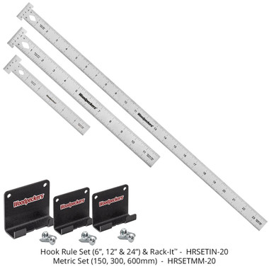 Woodpeckers HRSETMM-20 150 mm, 300 mm, 600 mm Hook Rules with Rack-Its