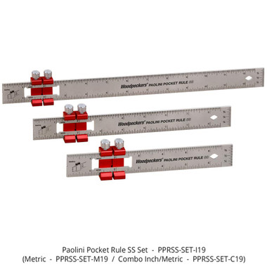 Woodpeckers PPRSS-SET-M19 Paolini Pocket Rule Metric Set - Stainless Steel
