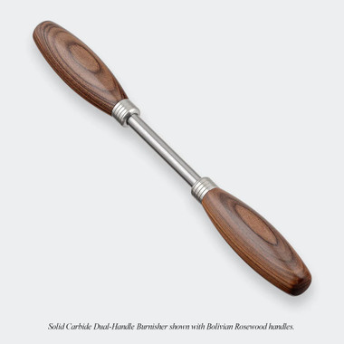 Blue Spruce Toolworks BRNSH-BRW Dual-Handled Burnisher With 3/8 Inch Solid Carbide Rod, Bolivian Rosewood Handle