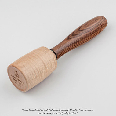 Blue Spruce Toolworks MRDBRW13BLK Round Mallet, Bolivian Rosewood Handle, 11-13 Oz, Black Ring