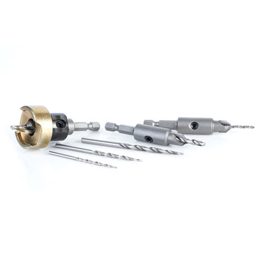 Amana Tool AMS-628-T Juego de 6 brocas HSS de recambio y avellanador con punta de carburo en estuche de plástico apilable Tanos Systainer