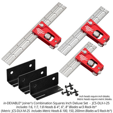Woodpeckers JCS-DLX-M-25 in-DEXABLE Joiner's Combination Square Metric Deluxe Set
