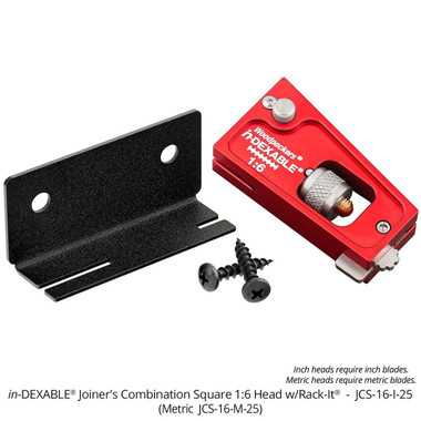 Woodpeckers JCS-16-I-25 in-DEXABLE Joiner's Combination Square 1:6 Head with Rack-It
