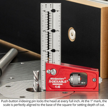 Woodpeckers JCS-16-I-25 in-DEXABLE Joiner's Combination Square 1:6 Head with Rack-It